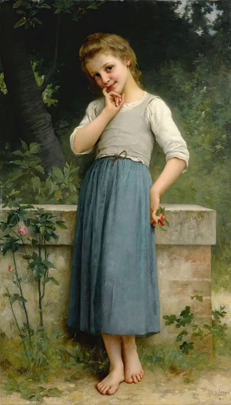 Young Girl With Cherries Wall Art by Charles Amable Lenoir - High-Resolution Digital Print