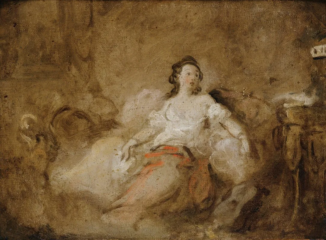 Young Lady Wearing A Negligee In An Interior Wall Art by Jean-Honoré Fragonard - Canvas Print