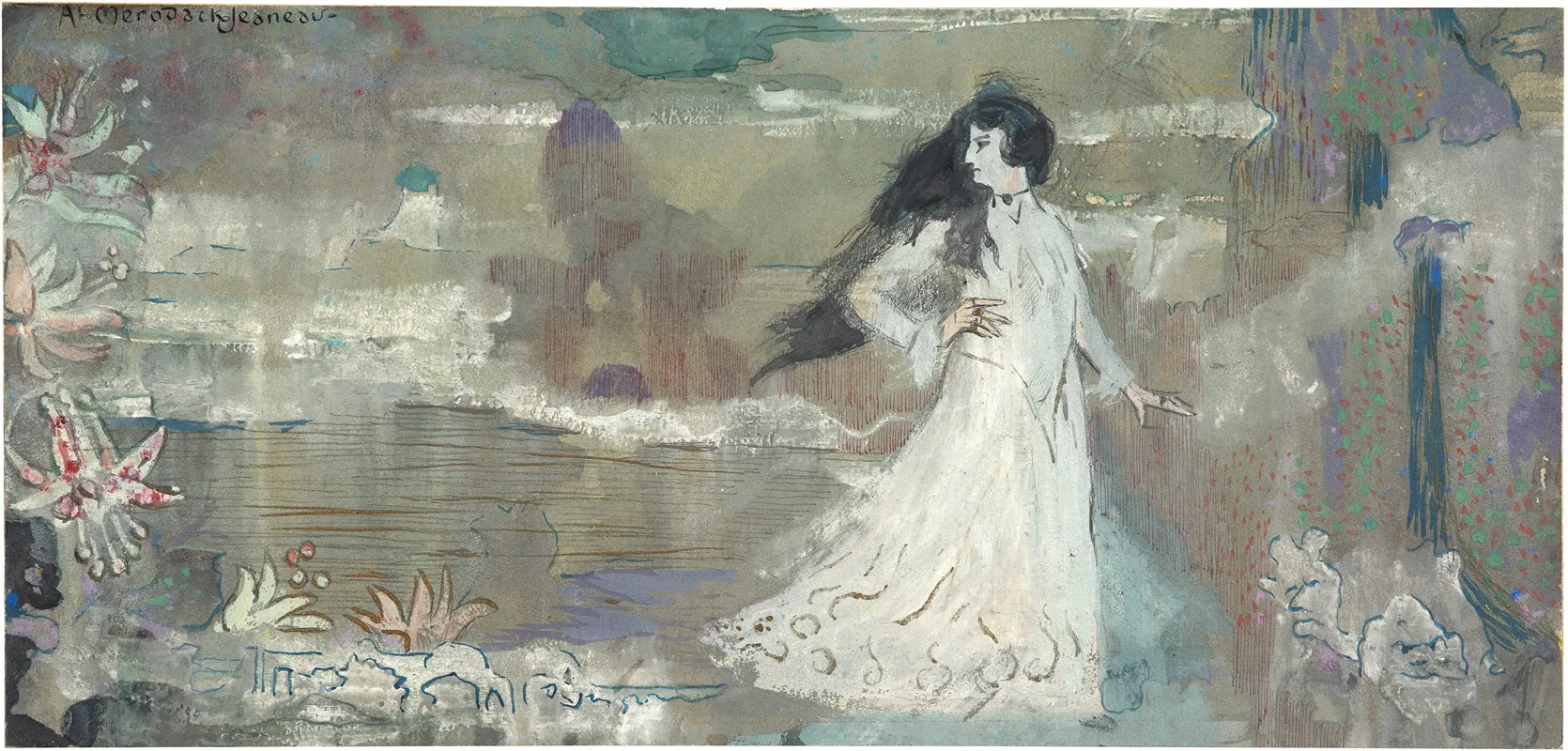 Young Lady Wearing A White Dress Wall Art by Alexis Mérodack-Jeaneau - High-Resolution Digital Print