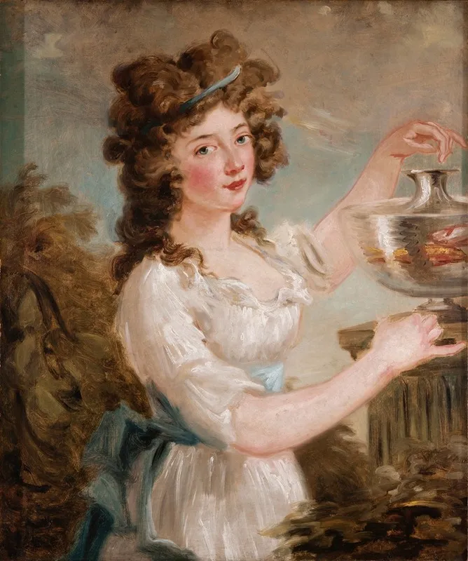Young Lady With Goldfish Wall Art by Carl Frederik von Breda - High-Resolution Digital Print