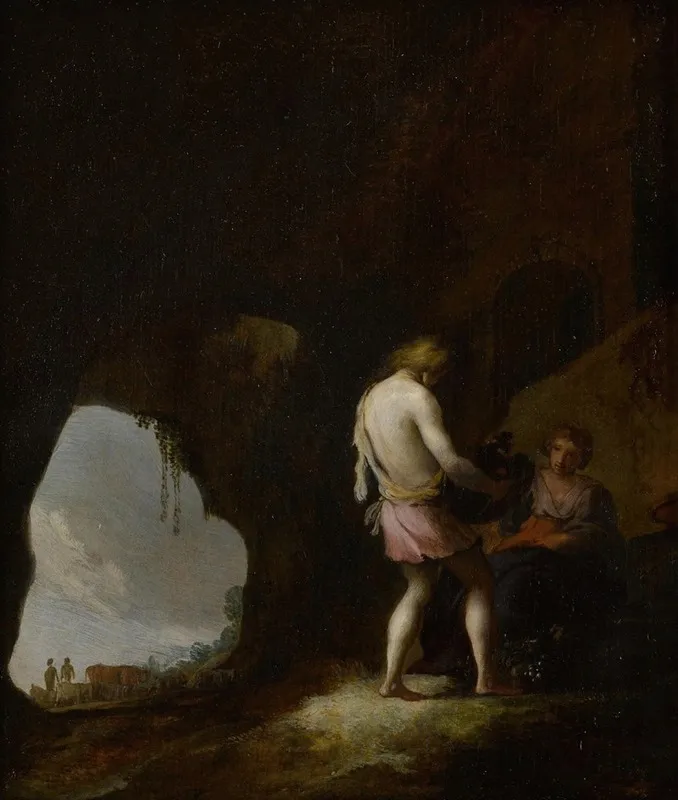 Young Man And Woman In A Cave Wall Art by Moses Matheusz. van Uyttenbroeck - High-Resolution Digital Print