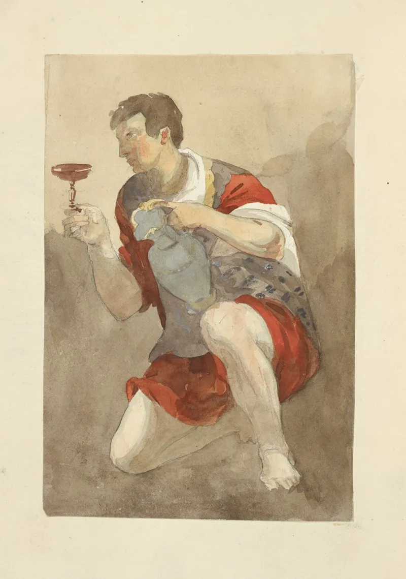 Young Man In Toga With Pitcher And Wine Glass