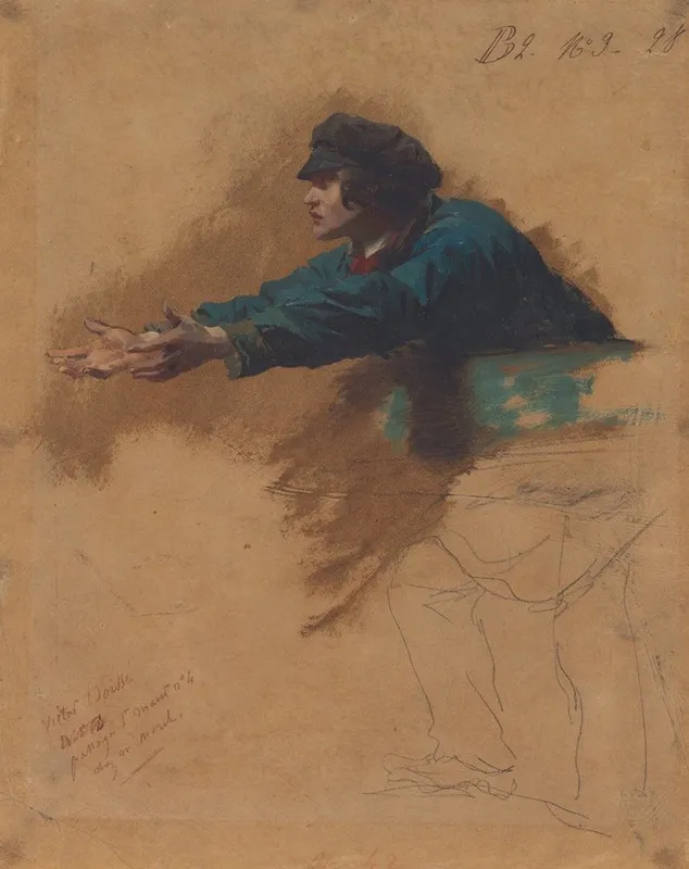 Young Man Leaning Forward With Outstretched Arms Study For Soldiers Distributing Bread To The Poor Wall Art by Isidore Pils - High-Resolution Digital Print