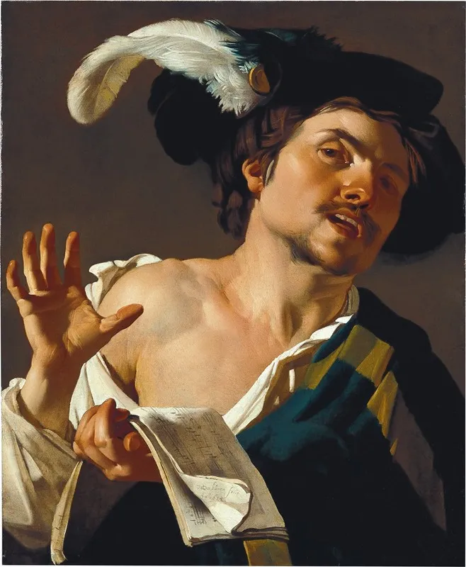 Young Man Singing Wall Art by Dirck Van Baburen - High-Resolution Digital Print