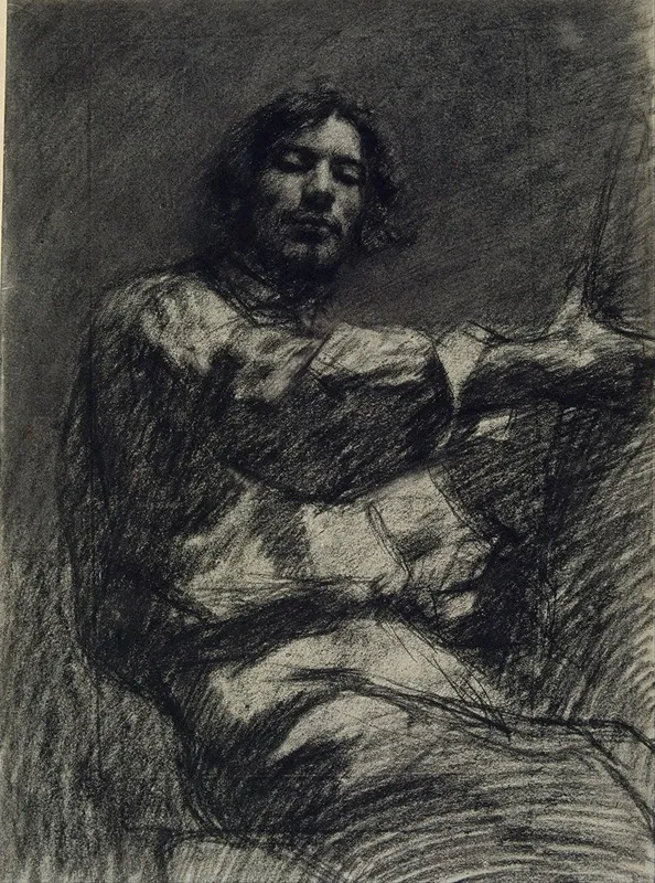 Young Man Sitting Study Self Portrait Known As At The Easel Wall Art by Gustave Courbet - High-Resolution Digital Print
