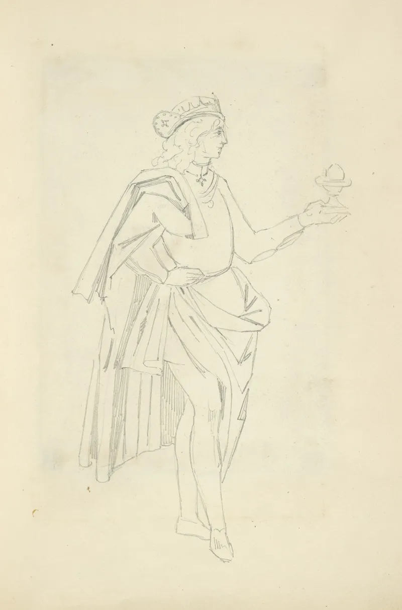 Young Man Wearing Long Shawl Draped Around His Shoulder And Hips