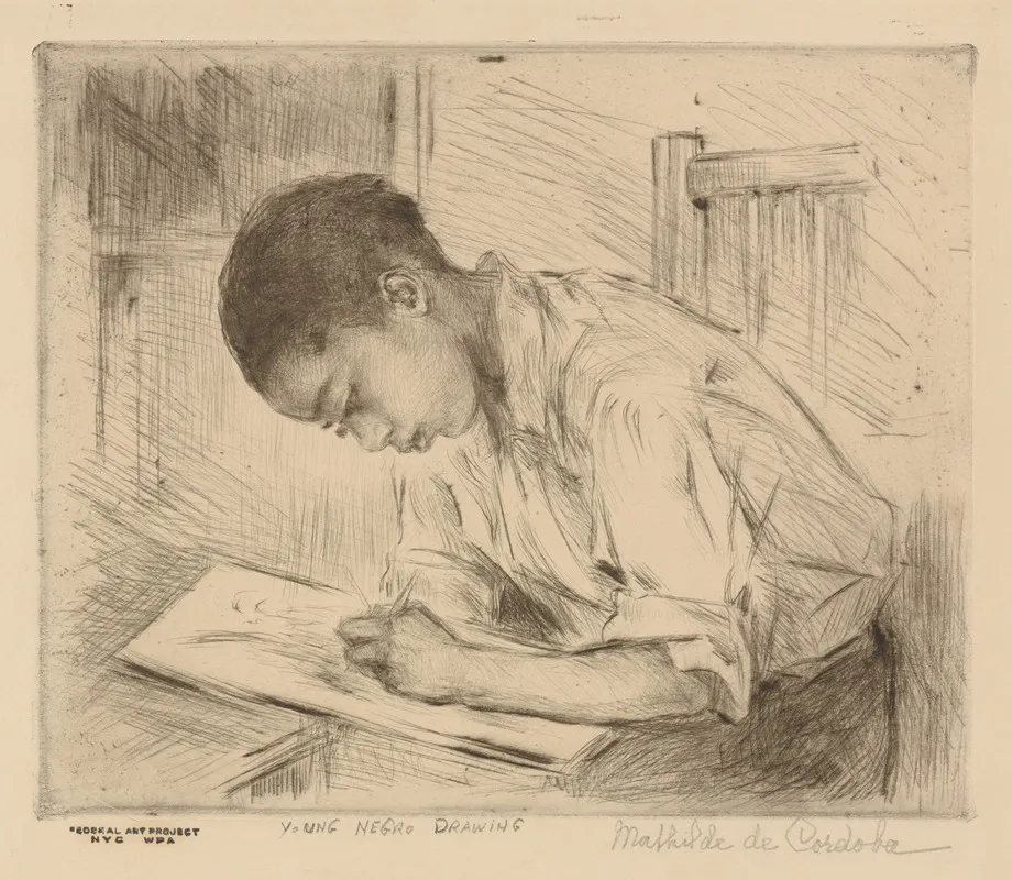 Young Negro Drawing Wall Art by Mathilde de Cordoba - High-Resolution Digital Print