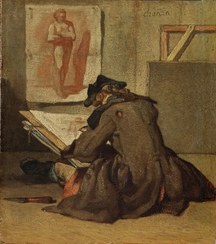 Young Student Drawing Wall Art by Jean Siméon Chardin - High-Resolution Digital Print