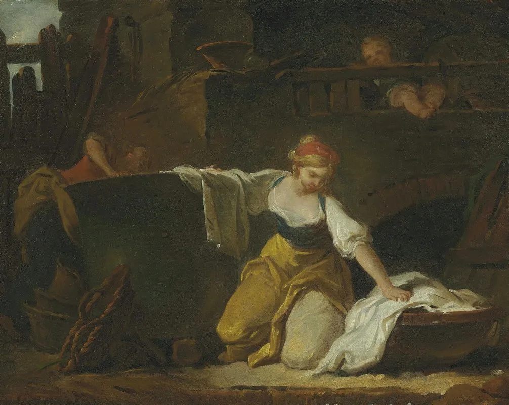 Young Washerwomen Wall Art by Jean-Honoré Fragonard - Canvas Print