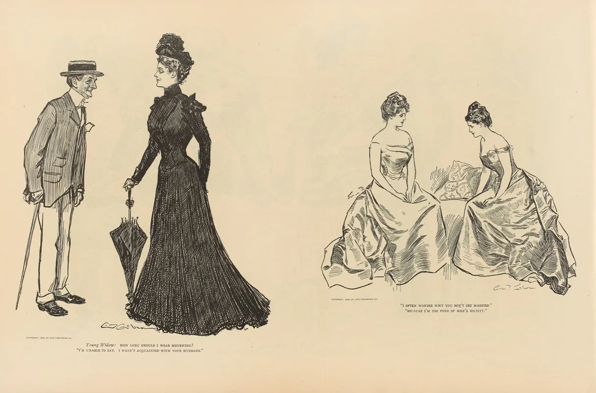 Young Widow How Long Should I Wear Mourning 2 Wall Art by Charles Dana Gibson - High-Resolution Digital Print