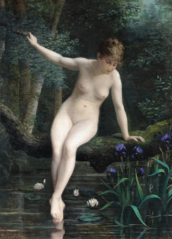 Young Woman Bathing Wall Art by Marguerite Arosa - High-Resolution Digital Print