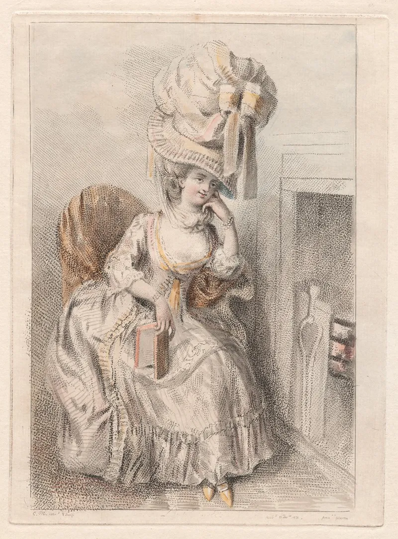 Young Woman By A Fire Reading A Book