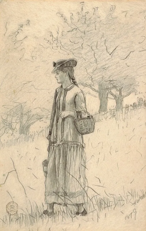 Young Woman Carrying A Basket