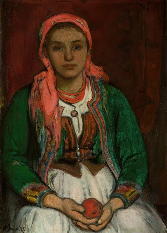 Young Woman From The Highlands With An Apple