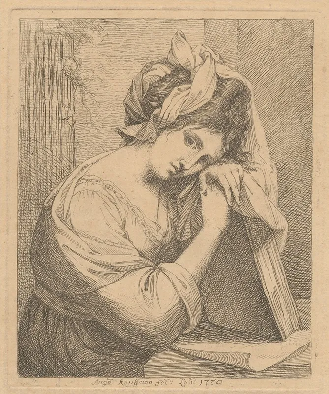 Young Woman In Contemplation Wall Art by Angelica Kauffmann - Canvas Print