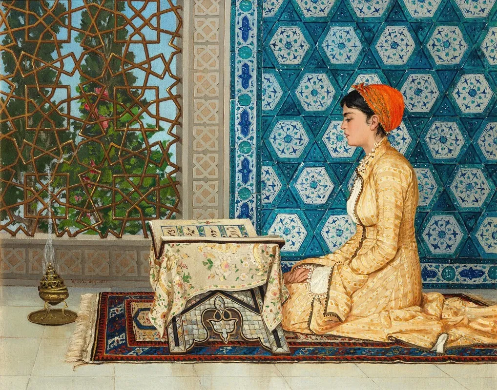 Young Woman Reading 3 Wall Art by Osman Hamdi Bey - High-Resolution Digital Print