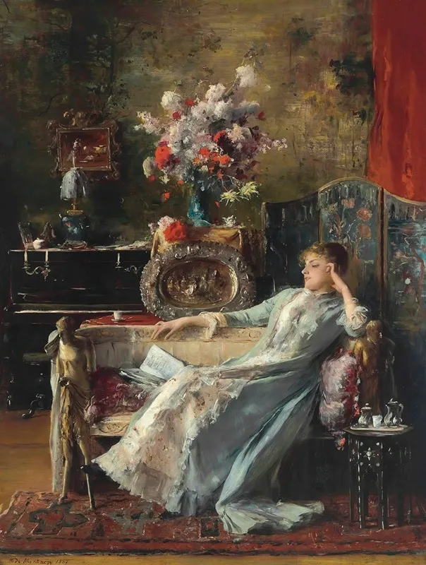 Young Woman Sitting On A Sofa