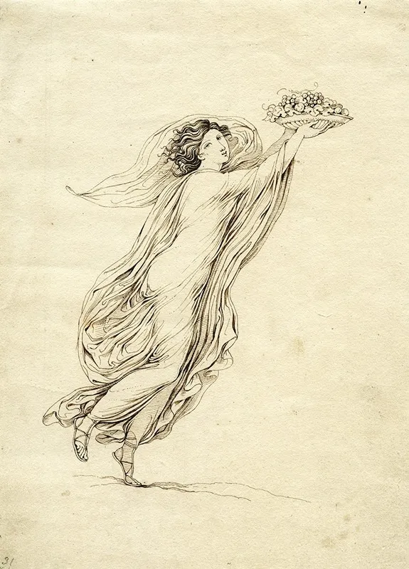 Young Woman With A Basket Of Grapes