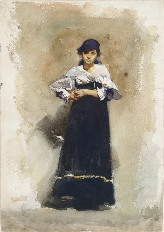 Young Woman With A Black Skirt