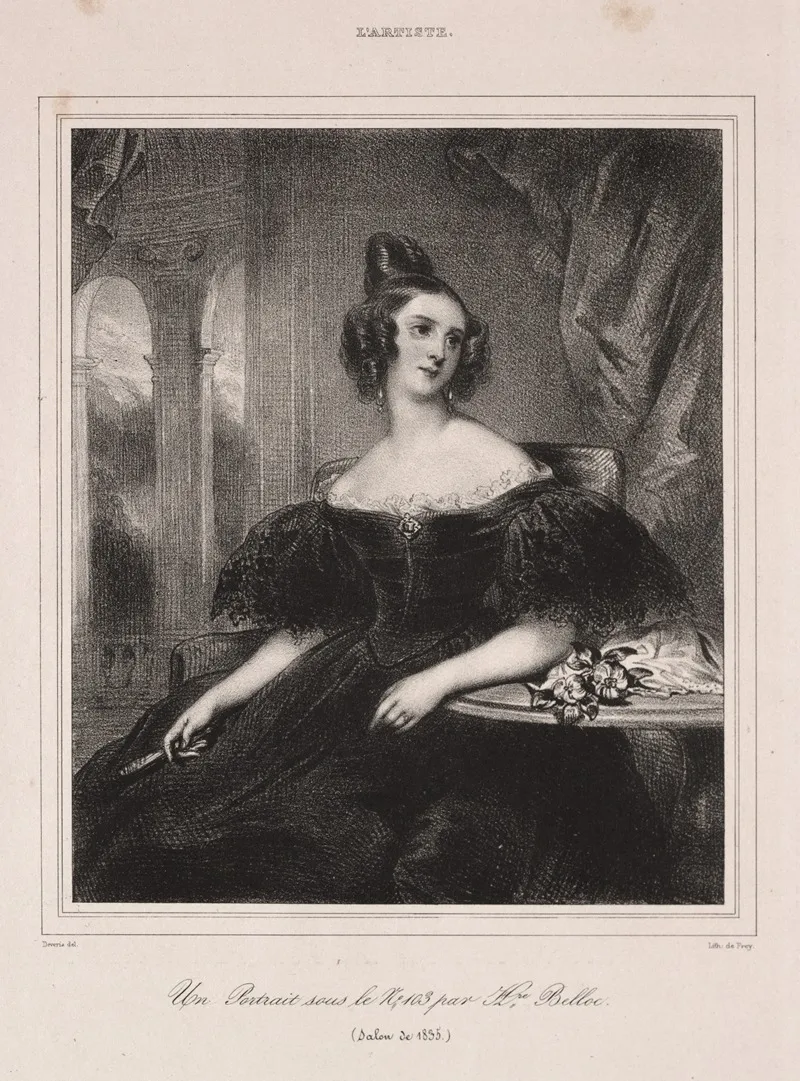 Young Woman With A Fan Seated At A Table