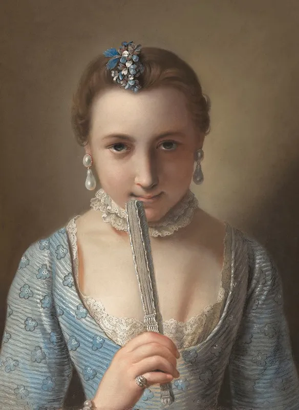 Young Woman With A Fan Wall Art by Pietro Rotari - High-Resolution Digital Print