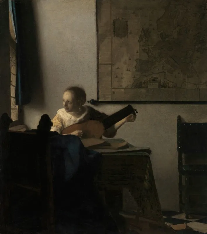 Young Woman With A Lute Wall Art by Johannes Vermeer - High-Resolution Digital Print