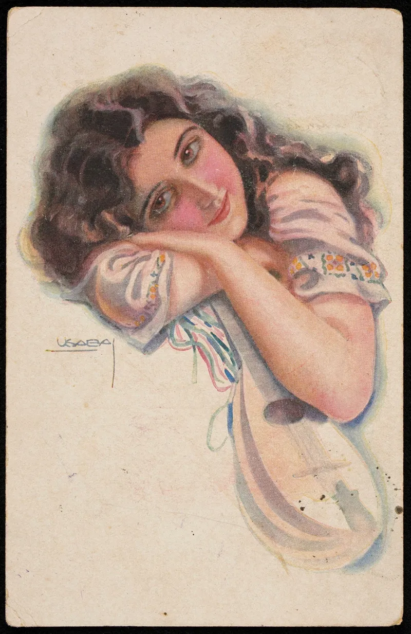 Young Woman With A Mandolin Wall Art by Erkal - High-Resolution Digital Print