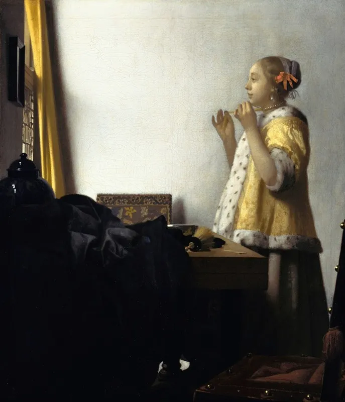 Young Woman With A Pearl Necklace 3 Wall Art by Johannes Vermeer - High-Resolution Digital Print