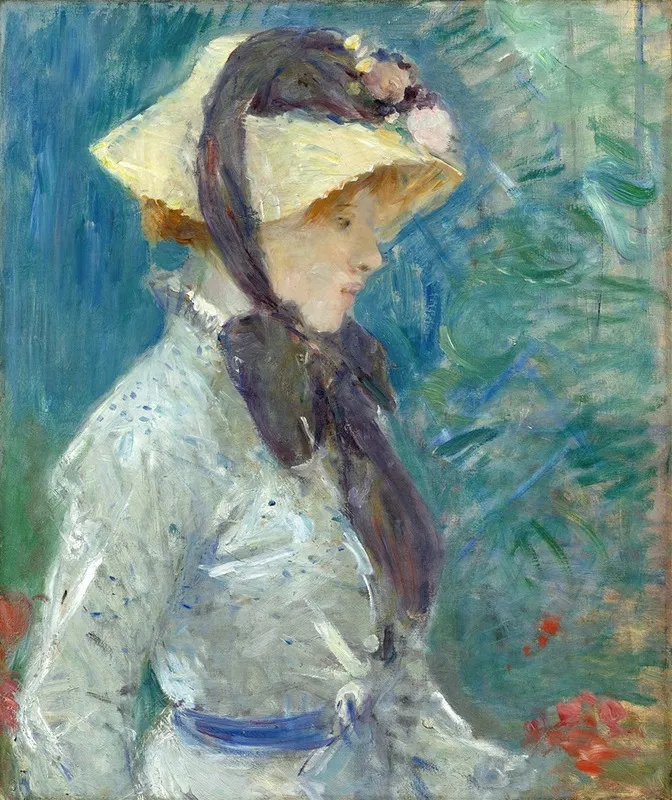 Young Woman With A Straw Hat Wall Art by Berthe Morisot - Canvas Print