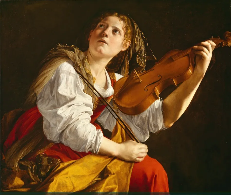 Young Woman With A Violin Saint Cecilia Wall Art by Orazio Gentileschi - High-Resolution Digital Print