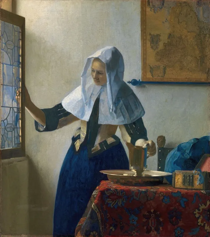 Young Woman With A Water Pitcher Wall Art by Johannes Vermeer - High-Resolution Digital Print