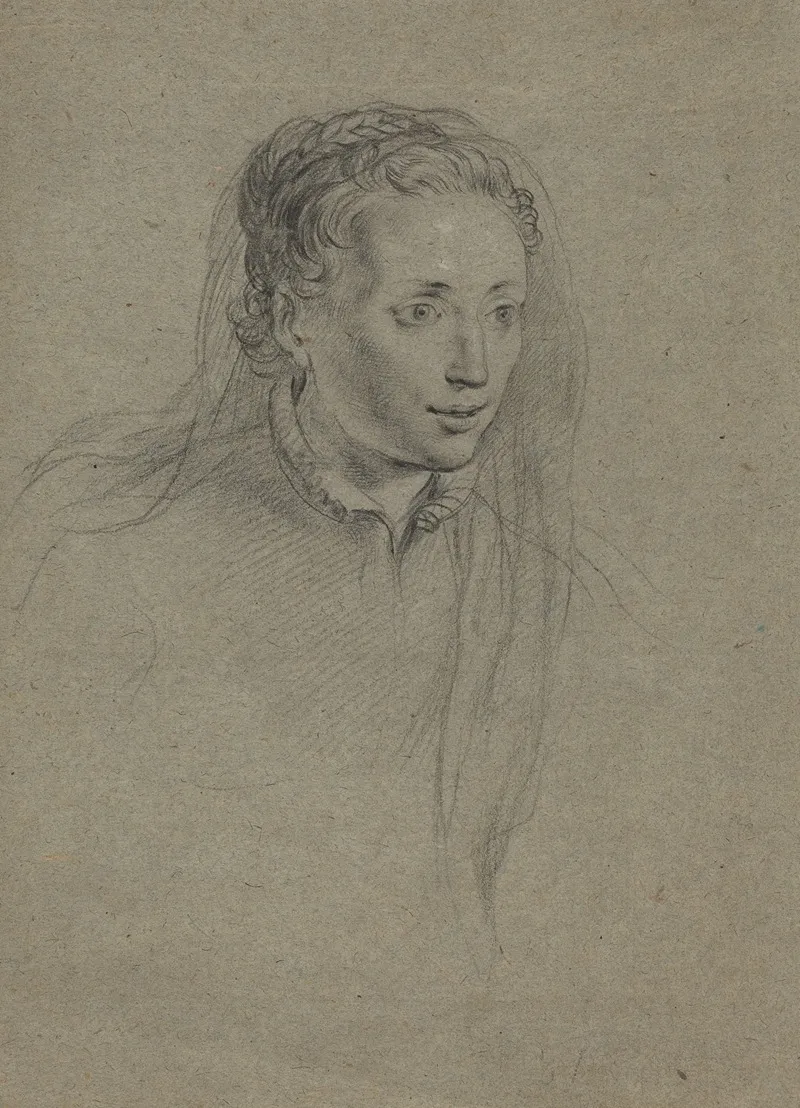 Young Woman With Braided Hair And A Veil Wall Art by Ottavio Leoni - High-Resolution Digital Print