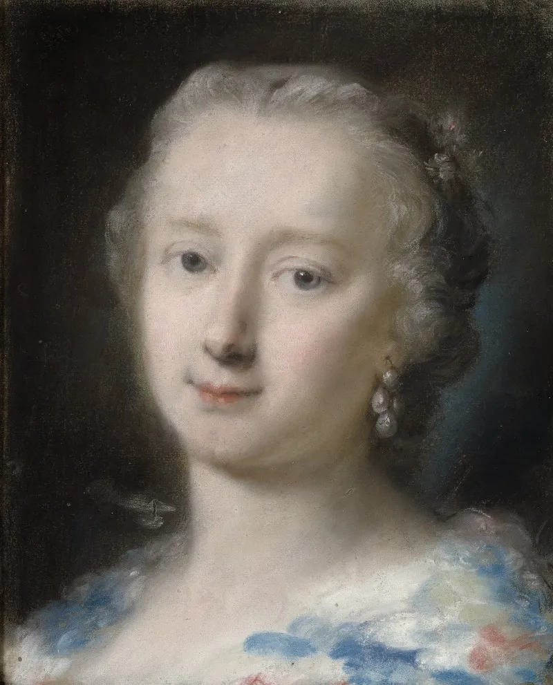 Young Woman With Flowers In Her Hair Wall Art by Rosalba Carriera - High-Resolution Digital Print