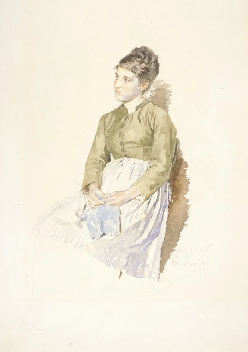 Young Woman With Knitting