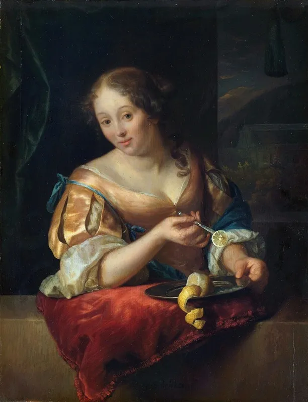 Young Woman With Lemon Wall Art by Godfried Schalcken - High-Resolution Digital Print