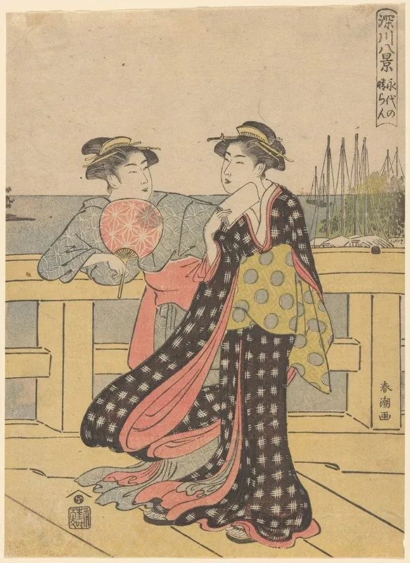 Young Women Enjoying The Fresh Air Of The Evening On The Bridge