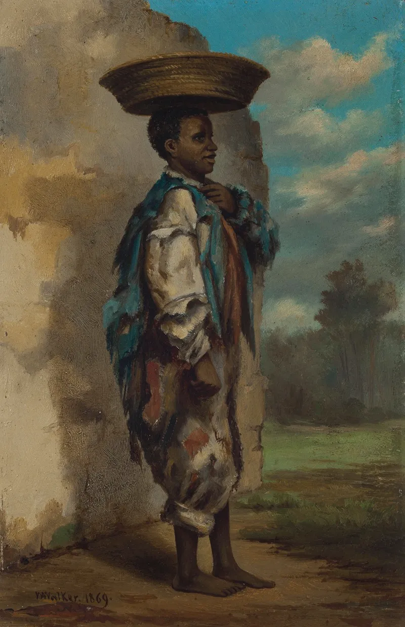 Youth With Basket On His Head Cuba