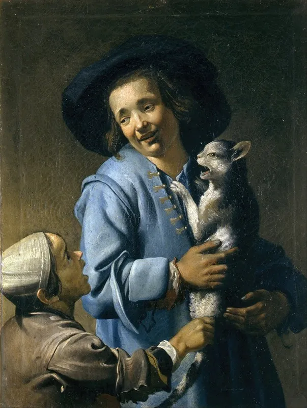Youths Playing With The Cat Wall Art by Abraham Bloemaert - High-Resolution Digital Print