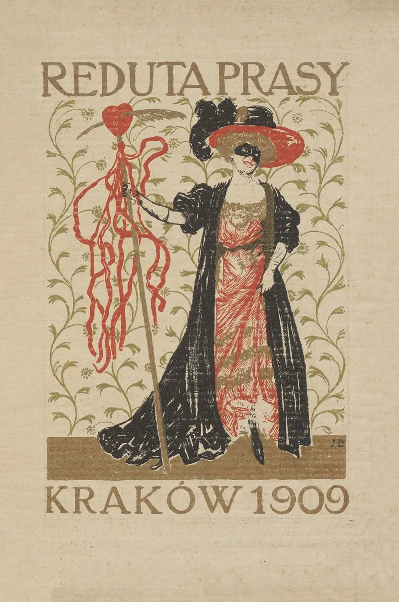 Zaproszenie Na Bal Prasowy Krakow 1909 2 Wall Art by Jan Bukowski - High-Resolution Digital Print