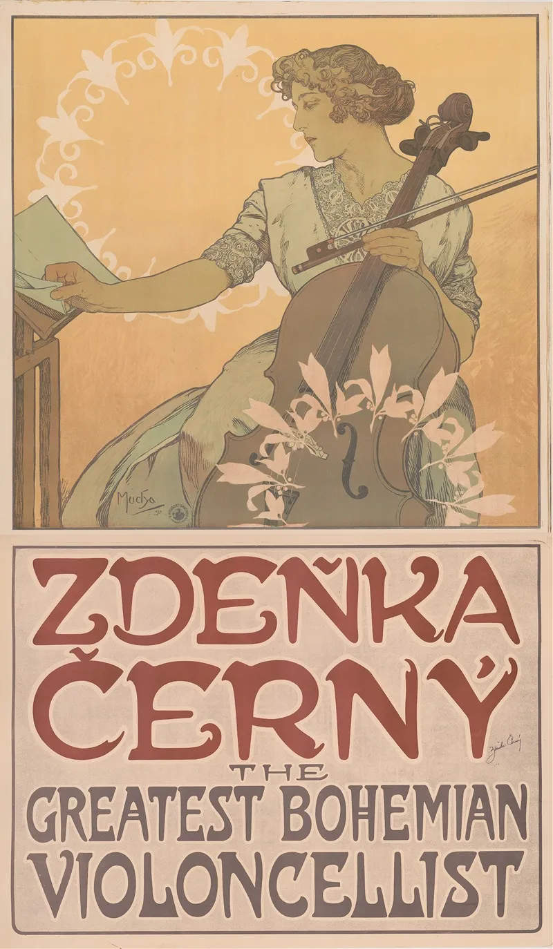 Zdenka Cerny The Greatest Bohemian Violoncellist Wall Art by Alphonse Mucha - High-Resolution Digital Print