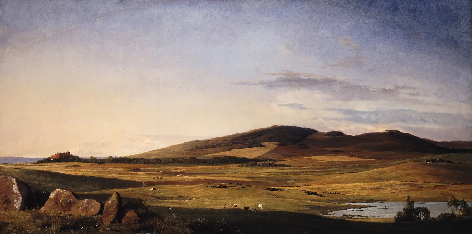 Zealand Landscape View From Bjerreso Mark Towards Vejrhoj And Dragsholm Manor Wall Art by Johan Thomas Lundbye - High-Resolution Digital Print