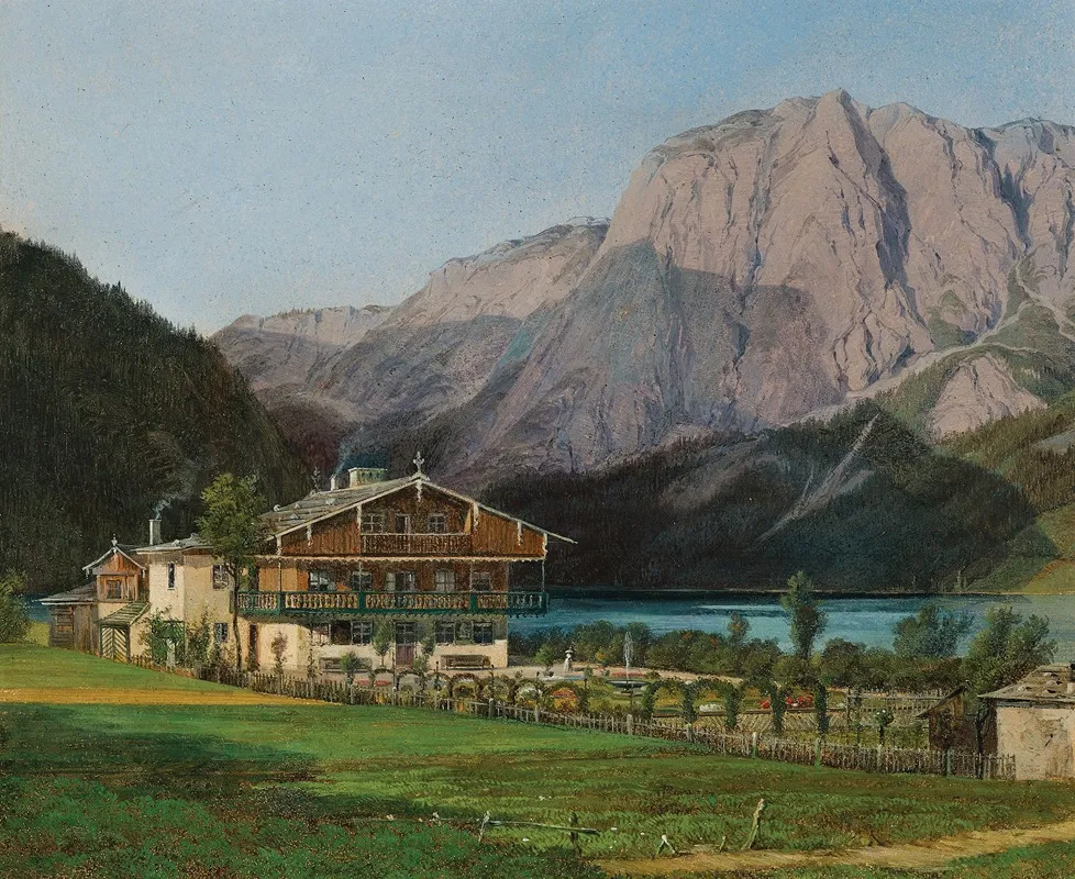 Zedlitz Villa At Lake Altaussee With A View Of Trisselwand Wall Art by Karl Reinhold - High-Resolution Digital Print