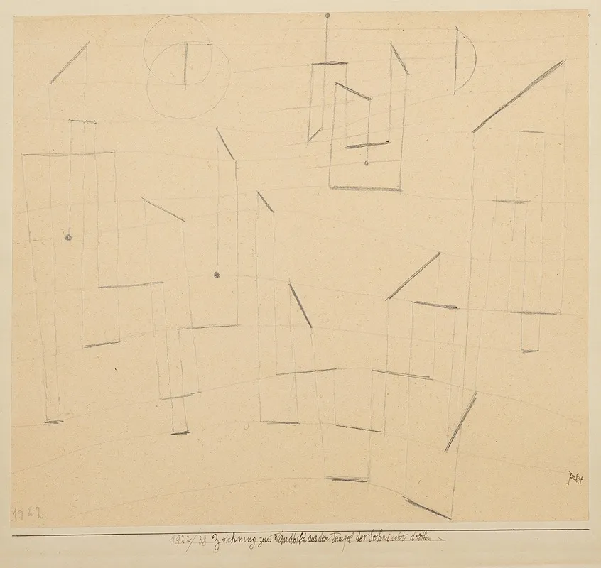 Zeichnung Zum Wandbild Aus Dem Tempel Der Sehnsucht Dorthin Drawing For Mural Of The Temple Of Desire Thither Wall Art by Paul Klee - High-Resolution Digital Print