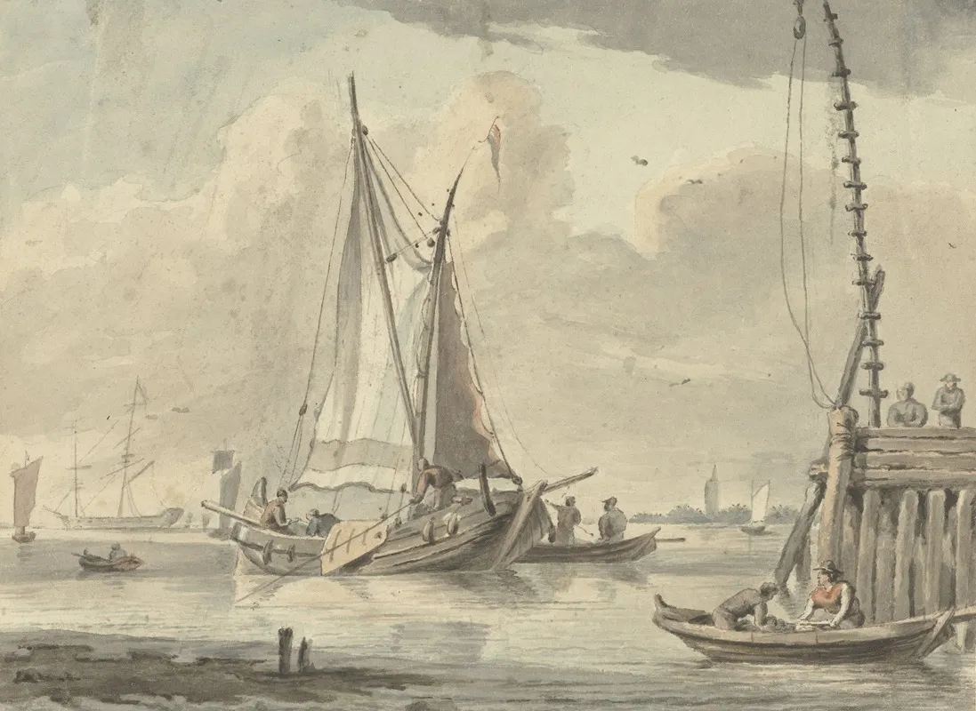 Zeilschepen Op De Rivier Bij Dordrecht Wall Art by Aert Schouman - High-Resolution Digital Print
