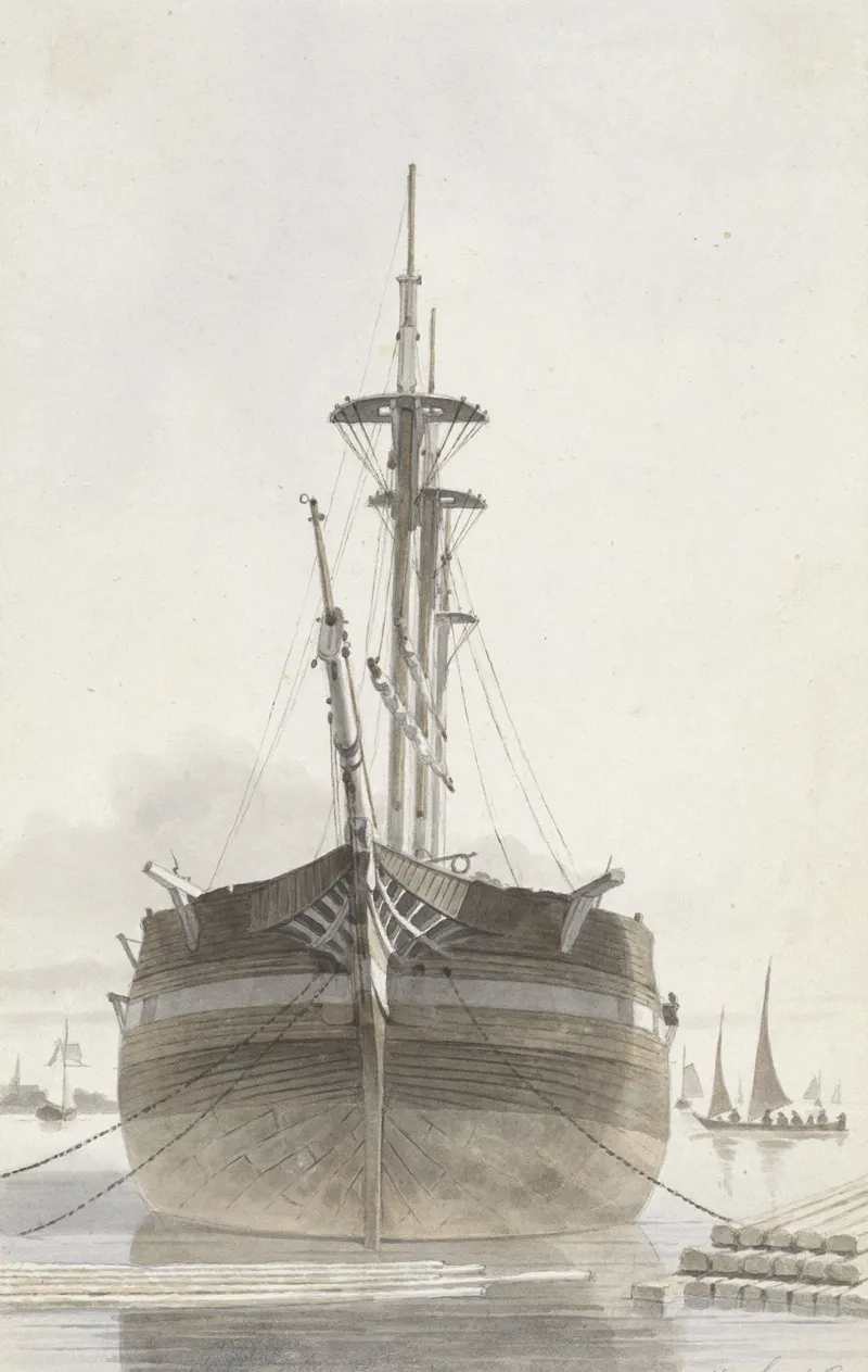 Zeilschip Van Voren Gezien In Een Houthaven