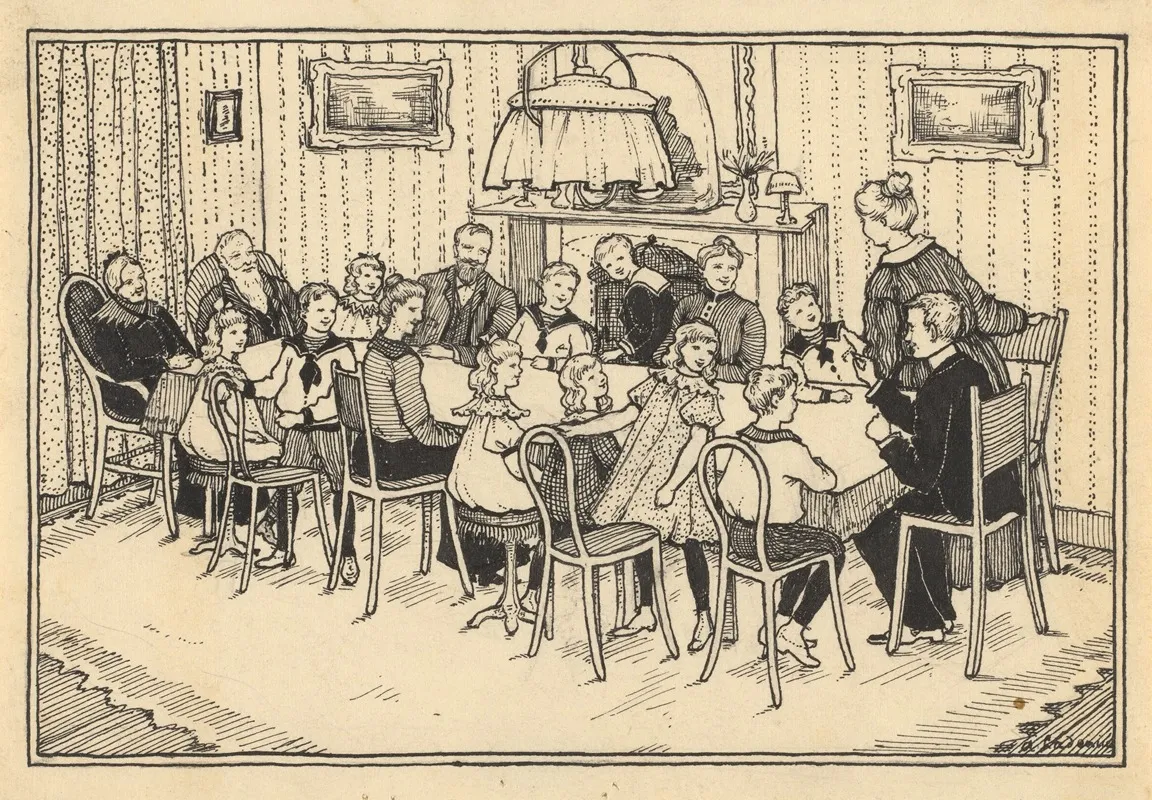Zeventien Familieleden Om Een Tafel