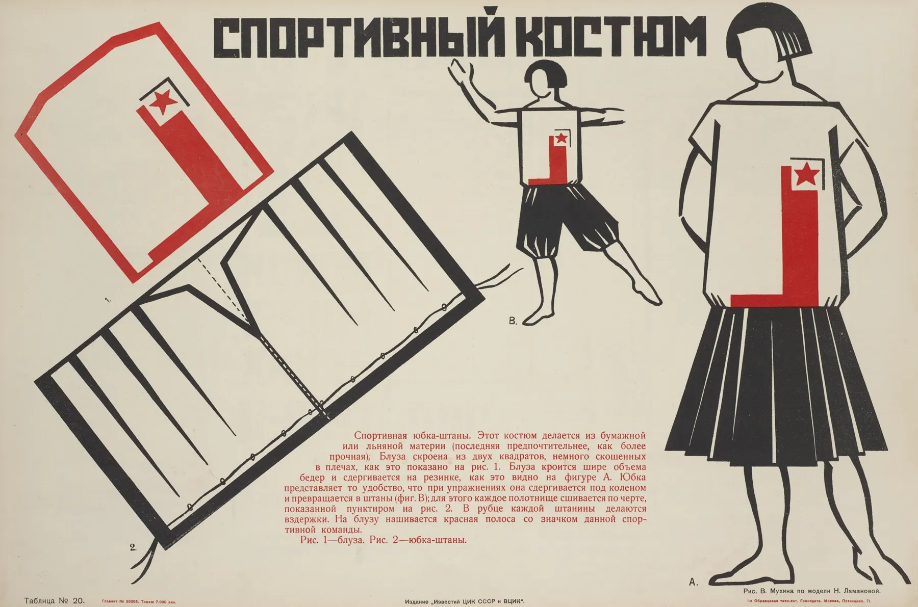 Zhenskii Sportivnui Kostium Ris V Mukhina Po Modeli N Lamanovoi Tablitsa No 20 Wall Art by I͡Akov Aleksandrovich Tugendkholʹd - High-Resolution Digital Print