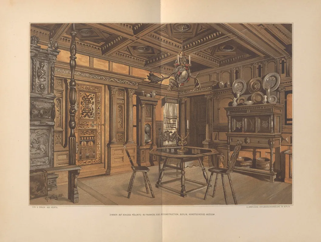 Zimmer Aus Schlos Pollnitz In Franken Um Wall Art by Jakob von Falke - High-Resolution Digital Print