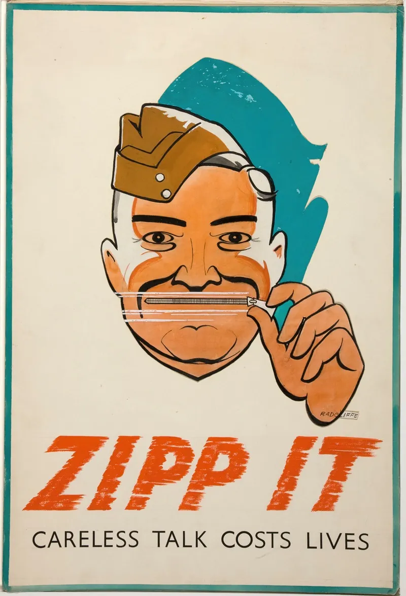 Zipp It Careless Talk Costs Lives Wall Art by Radcliffe - High-Resolution Digital Print