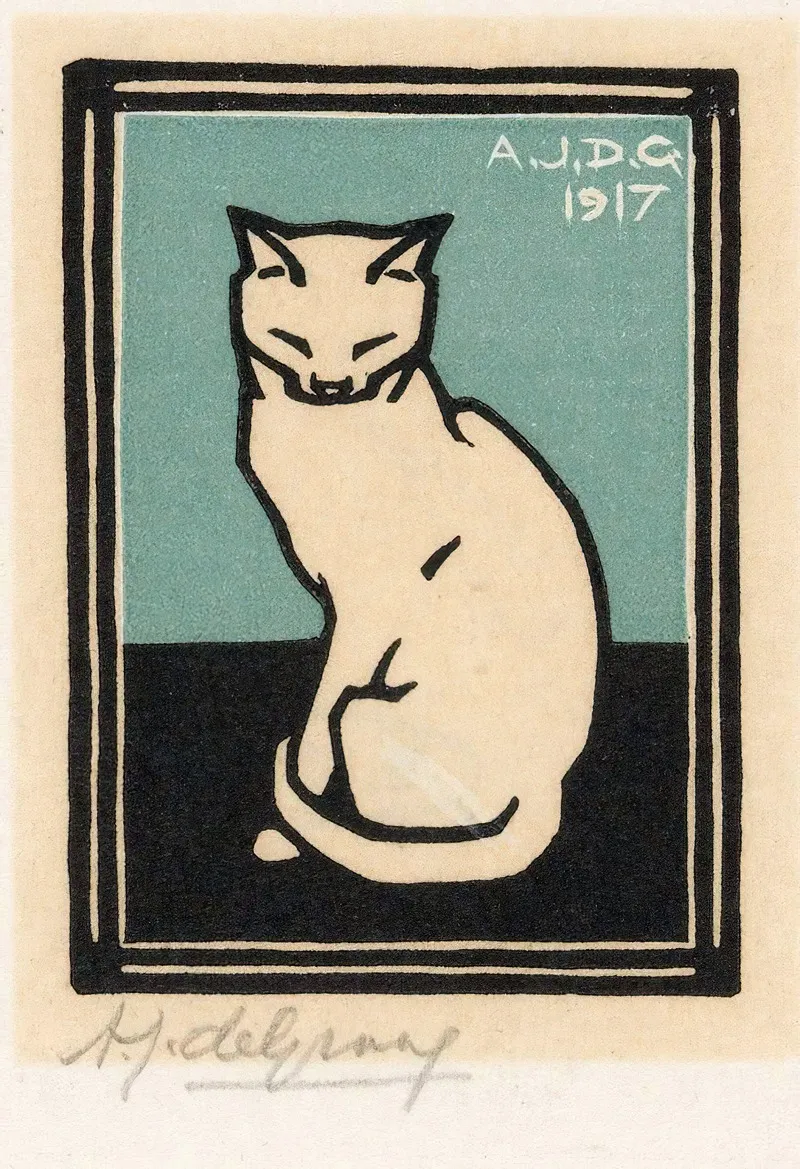 Zittende Kat Met Gesloten Ogen Wall Art by Julie de Graag - High-Resolution Digital Print